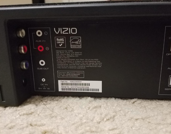 VIzio 29� 2.0 Sound Bar S2920w-C0