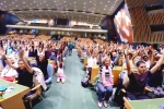 international day of yoga, indoor yoga session at united nations, international day of yoga 2019 indoor yoga session held at un general assembly, International yoga day