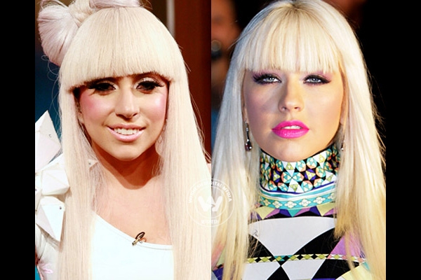 What is Christina Aguilera doing in Lady Gaga's vid?},{What is Christina Aguilera doing in Lady Gaga's vid?